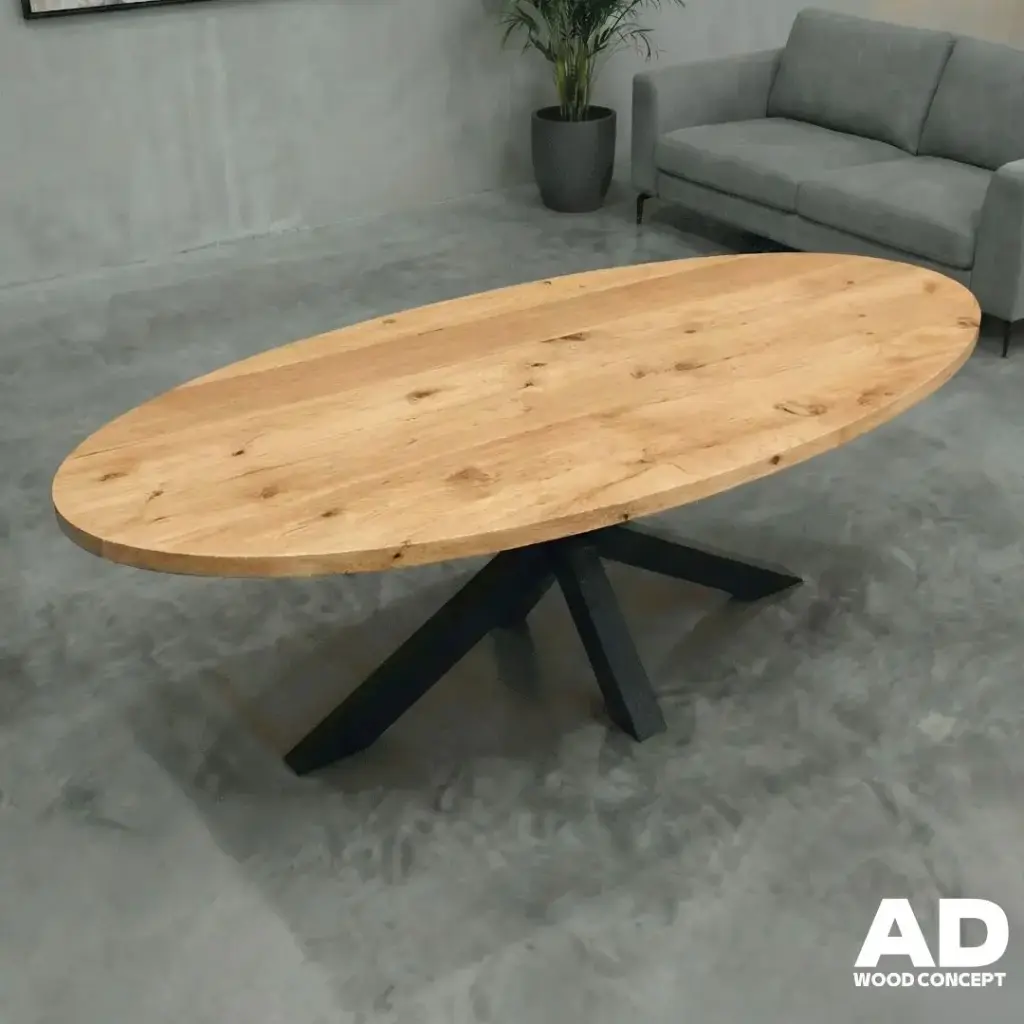 Ovale tafel in massief eikenhout