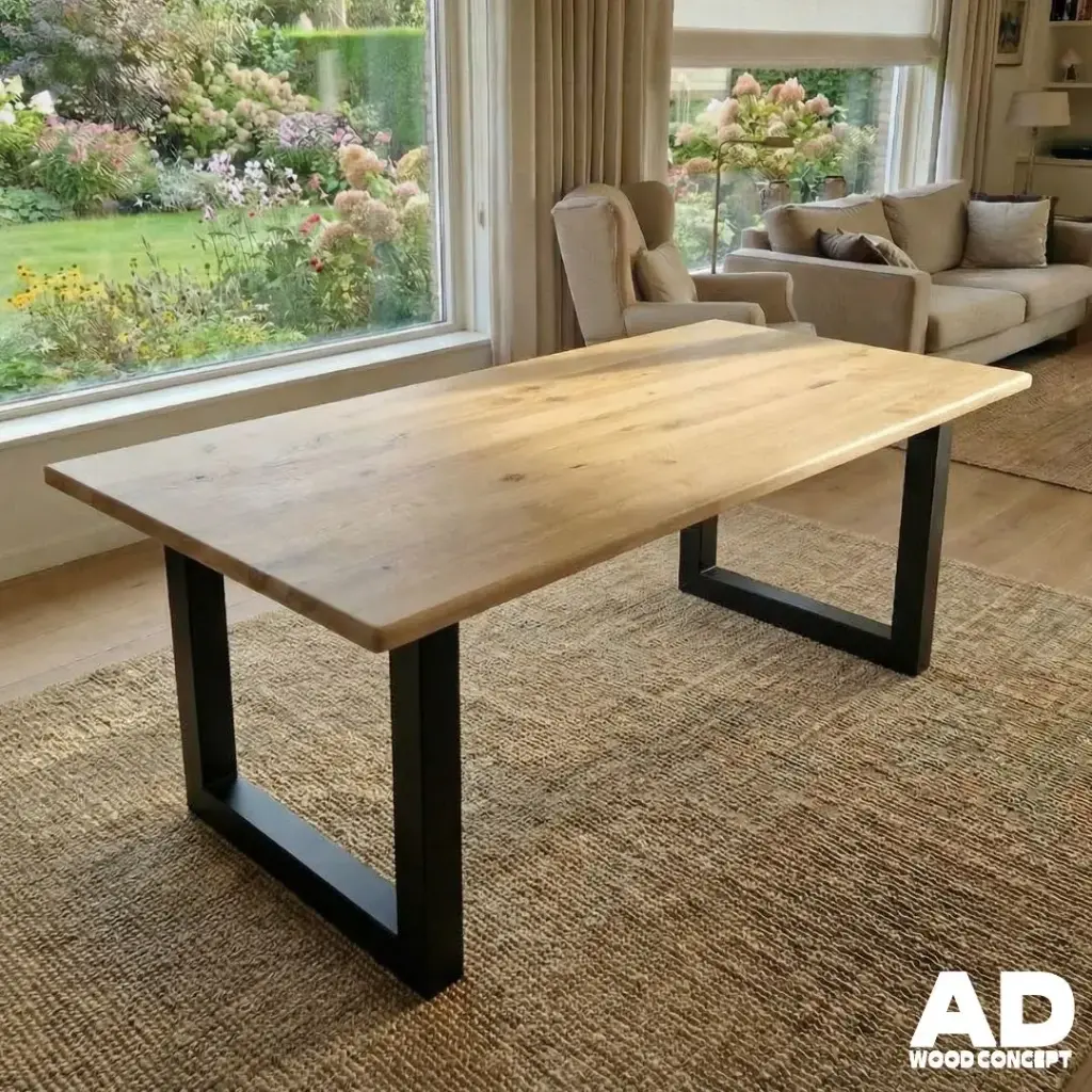 Table en bois chêne massif bords droits