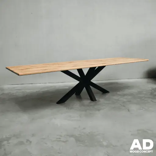 Table en bois chêne massif bords arrondis