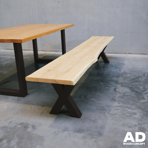 Banc en bois chêne massif bords naturels